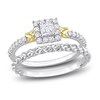 Thumbnail Image 0 of Y-Knot Diamond Bridal Set 3/4 ct tw Princess/Round 14K Two-Tone Gold