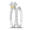 Thumbnail Image 1 of Y-Knot Diamond Bridal Set 3/4 ct tw Princess/Round 14K Two-Tone Gold