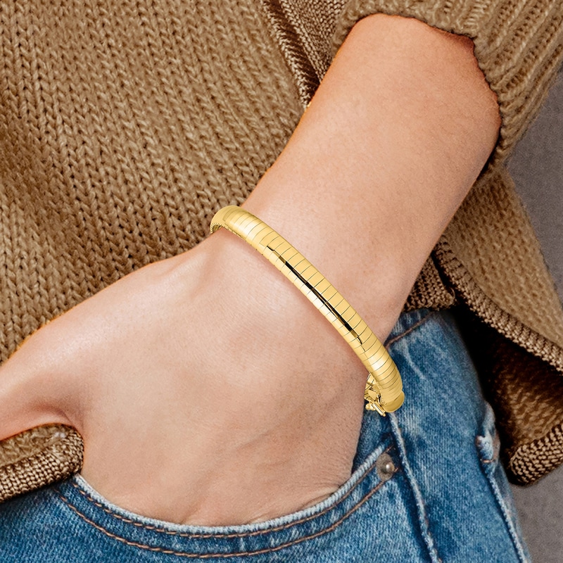 Main Image 4 of Domed Omega Bracelet 14K Yellow Gold 7" 6.0mm