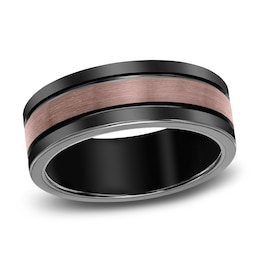 Men's Wedding Band Brown/Black Tungsten 8.0mm