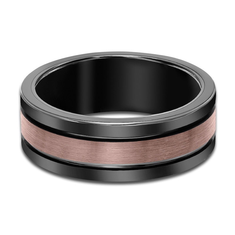 Main Image 3 of Men's Wedding Band Brown/Black Tungsten 8.0mm