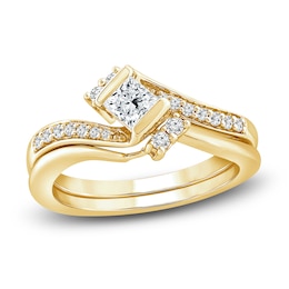 Diamond Bridal Set 1-1/4 ct tw Princess/Round 14K Yellow Gold