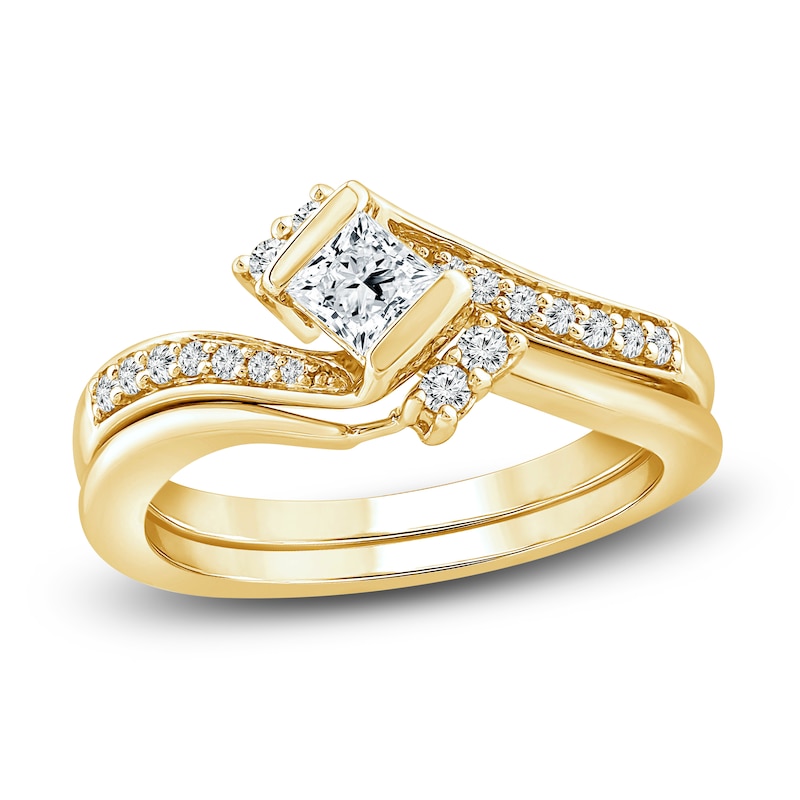 Diamond Bridal Set 1-1/4 ct tw Princess/Round 14K Yellow Gold