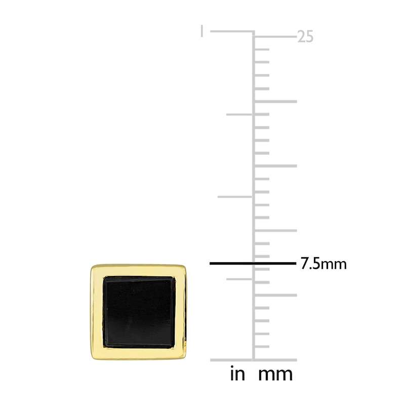 Main Image 2 of Men's Natural Black Onyx Stud Earrings 14K Yellow Gold