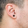Thumbnail Image 3 of Men's Natural Black Onyx Stud Earrings 14K Yellow Gold