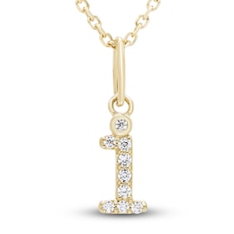 Diamond Initial I Pendant Necklace 1/20 ct tw Round 10K Yellow Gold 18"
