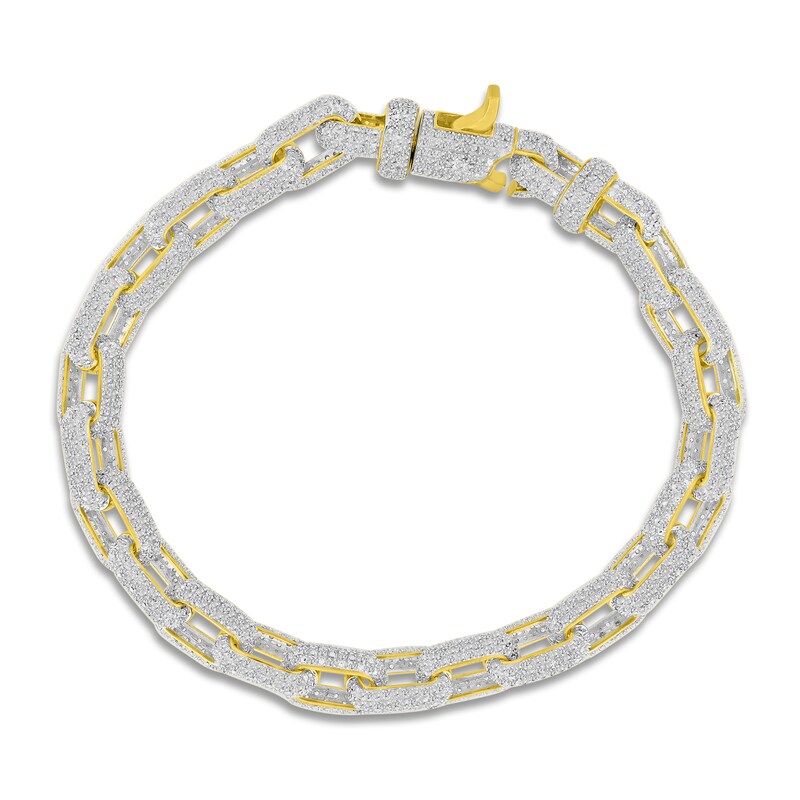 Main Image 1 of Men's Diamond Link Bracelet 2-1/3 ct tw Round 10K Yellow Gold 8.5"