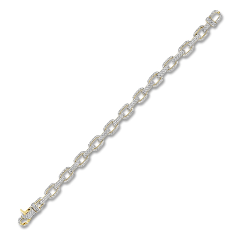 Main Image 2 of Men's Diamond Link Bracelet 2-1/3 ct tw Round 10K Yellow Gold 8.5"