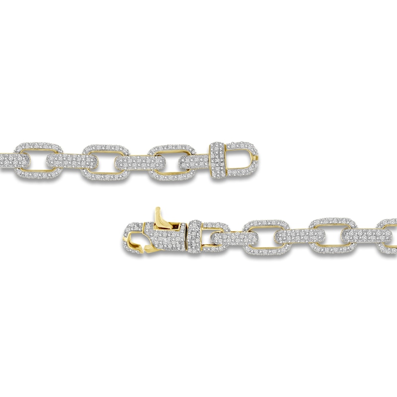 Main Image 3 of Men's Diamond Link Bracelet 2-1/3 ct tw Round 10K Yellow Gold 8.5"