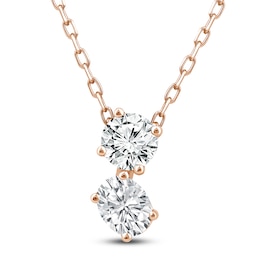 Diamond Pendant Necklace 1/2 ct tw Round/Oval 14K Rose Gold 18"