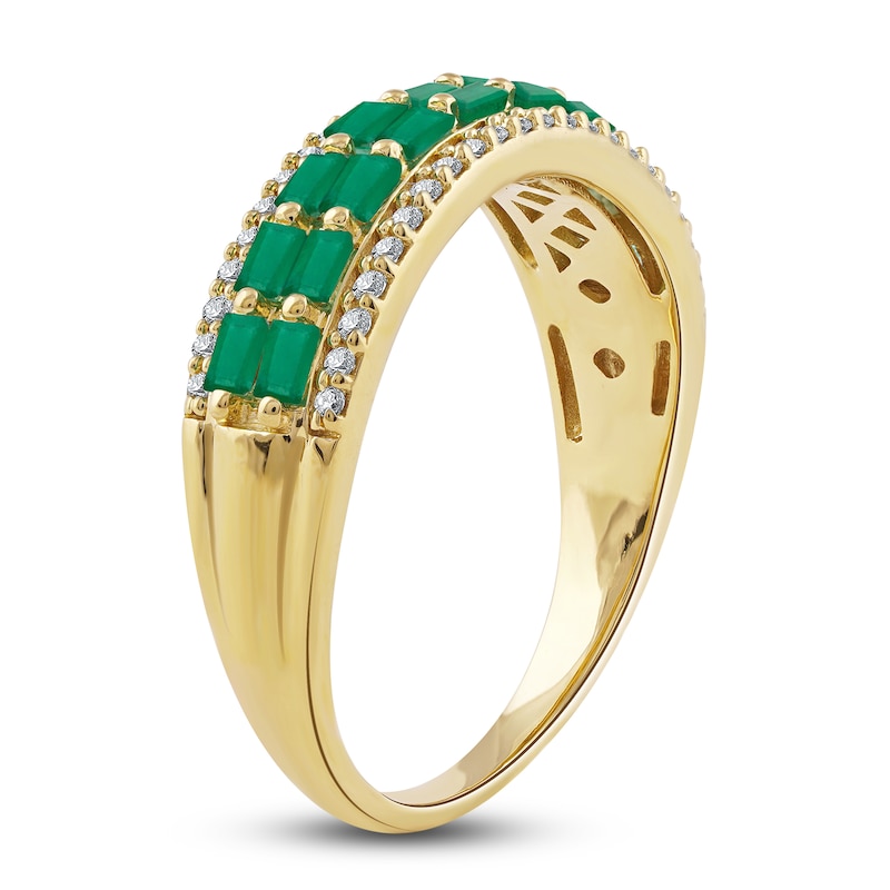Natural Emerald Ring 1/5 ct tw Diamonds 14K Yellow Gold