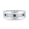 Thumbnail Image 1 of Men's Natural Blue Sapphire Ring 1/3 ct tw Diamonds 14K White Gold