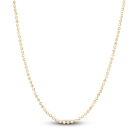 Solid Beaded Chain Necklace 14K Yellow Gold 24" 2.0mm
