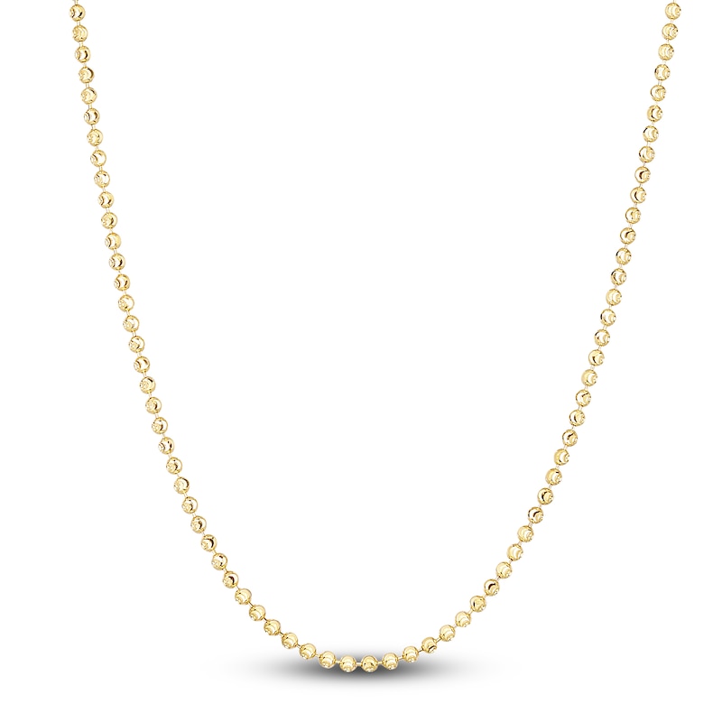 Main Image 1 of Solid Beaded Chain Necklace 14K Yellow Gold 24" 2.0mm