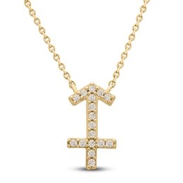 Diamond Sagittarius Necklace 1/10 ct tw Round 14K Yellow Gold 16.75"
