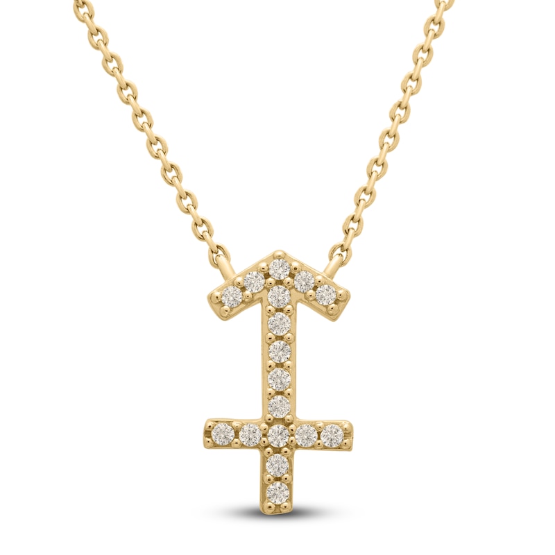 Main Image 1 of Diamond Sagittarius Necklace 1/10 ct tw Round 14K Yellow Gold 16.75"