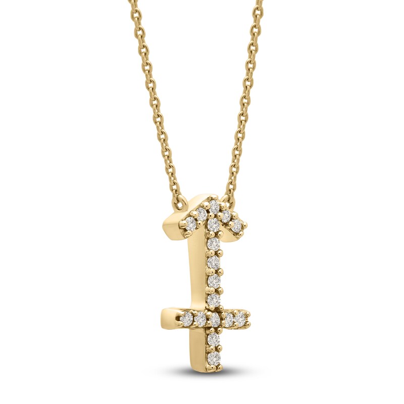 Main Image 2 of Diamond Sagittarius Necklace 1/10 ct tw Round 14K Yellow Gold 16.75"
