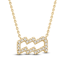 Diamond Aquarius Necklace 1/10 ct tw Round 14K Yellow Gold 16.75"