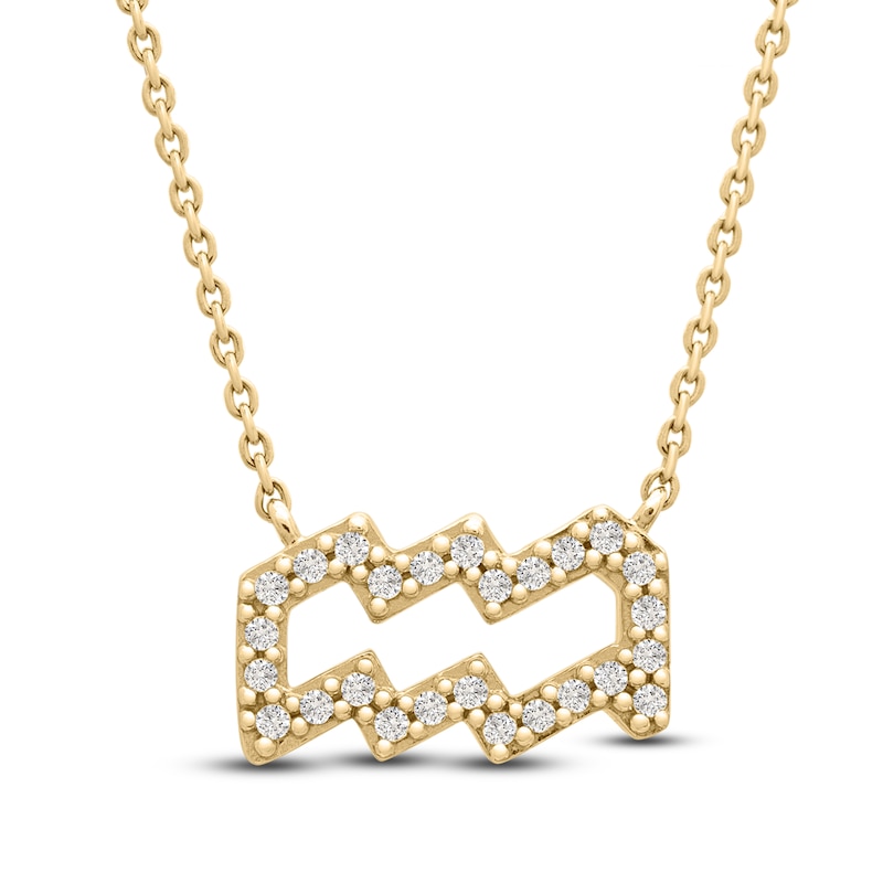 Main Image 1 of Diamond Aquarius Necklace 1/10 ct tw Round 14K Yellow Gold 16.75"