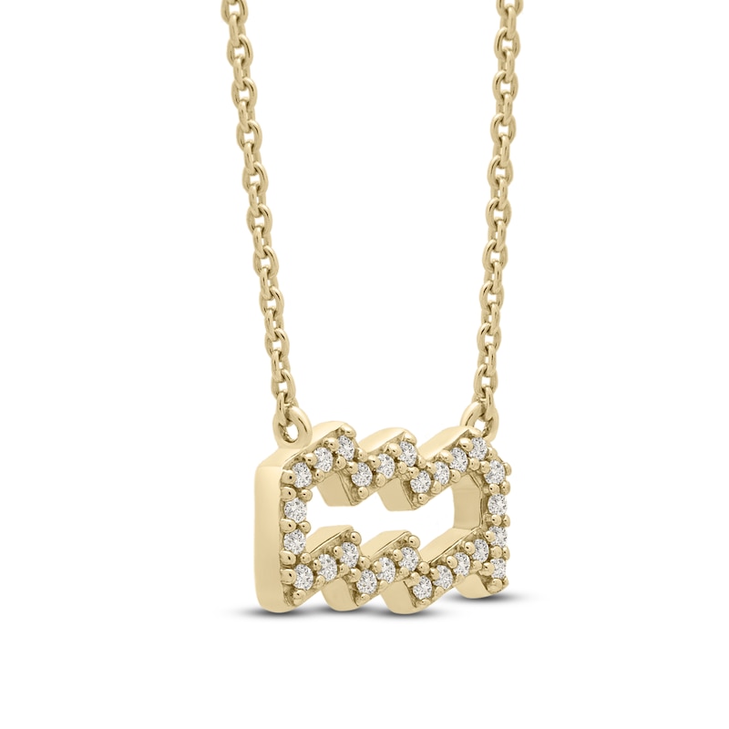 Main Image 2 of Diamond Aquarius Necklace 1/10 ct tw Round 14K Yellow Gold 16.75"