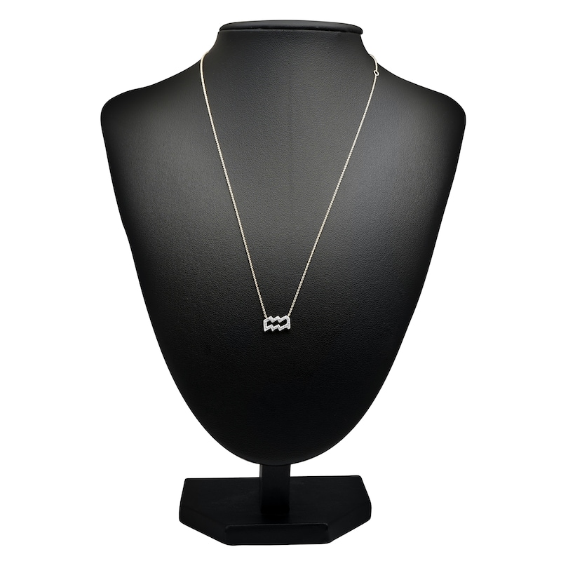 Main Image 3 of Diamond Aquarius Necklace 1/10 ct tw Round 14K Yellow Gold 16.75"