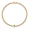 Thumbnail Image 2 of Natural Emerald Curb Bracelet 14K Yellow Gold 7.25"