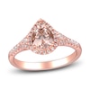 Thumbnail Image 1 of Pear-Shaped Natural Morganite & Diamond Halo Engagement Ring 1/4 ct tw 14K Rose Gold
