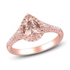 Thumbnail Image 1 of Pear-Shaped Natural Morganite & Diamond Halo Engagement Ring 1/4 ct tw 14K Rose Gold