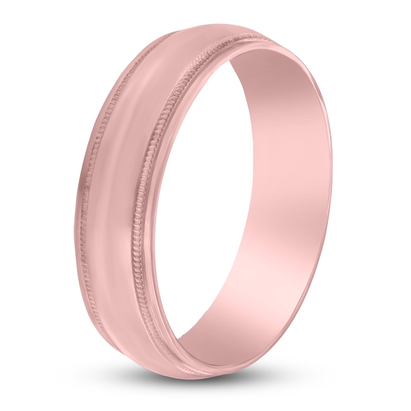 Milgrain Beveled Wedding Band 14K Rose Gold 6mm