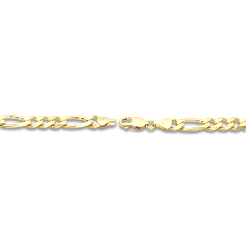 Solid Figaro Chain Bracelet 18K Yellow Gold 8.5" 6.9mm