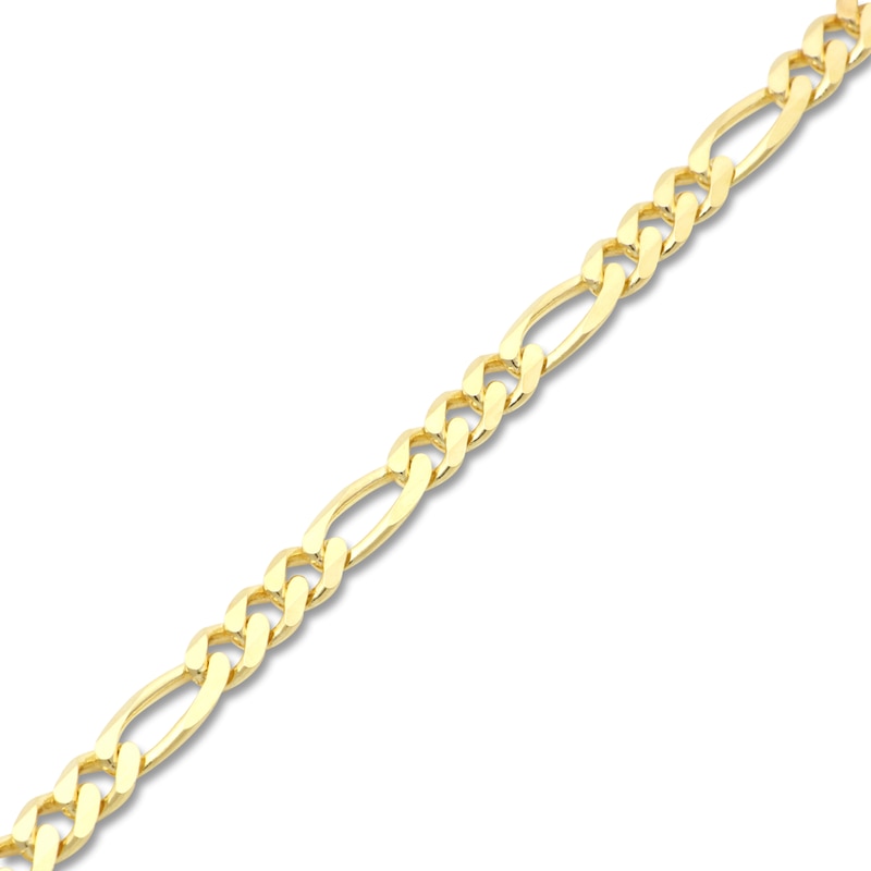Solid Figaro Chain Bracelet 18K Yellow Gold 8.5" 6.9mm