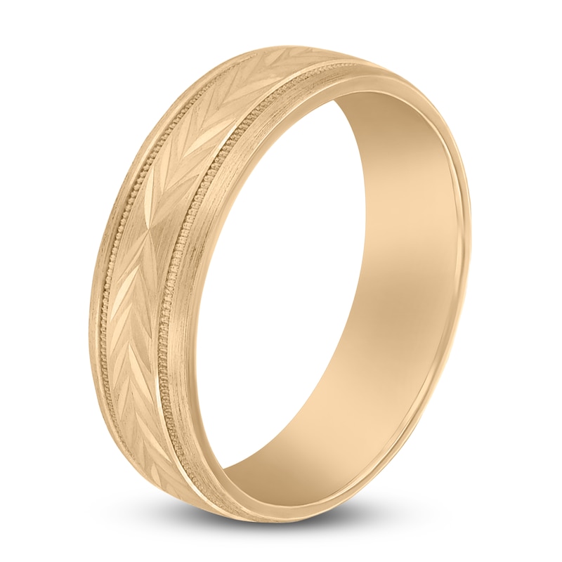 Main Image 2 of Leaf Milgrain Wedding Band 14K Yellow Gold 6mm