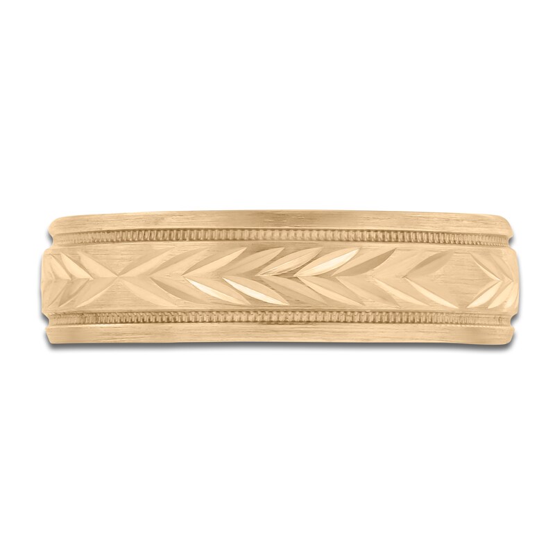 Main Image 3 of Leaf Milgrain Wedding Band 14K Yellow Gold 6mm