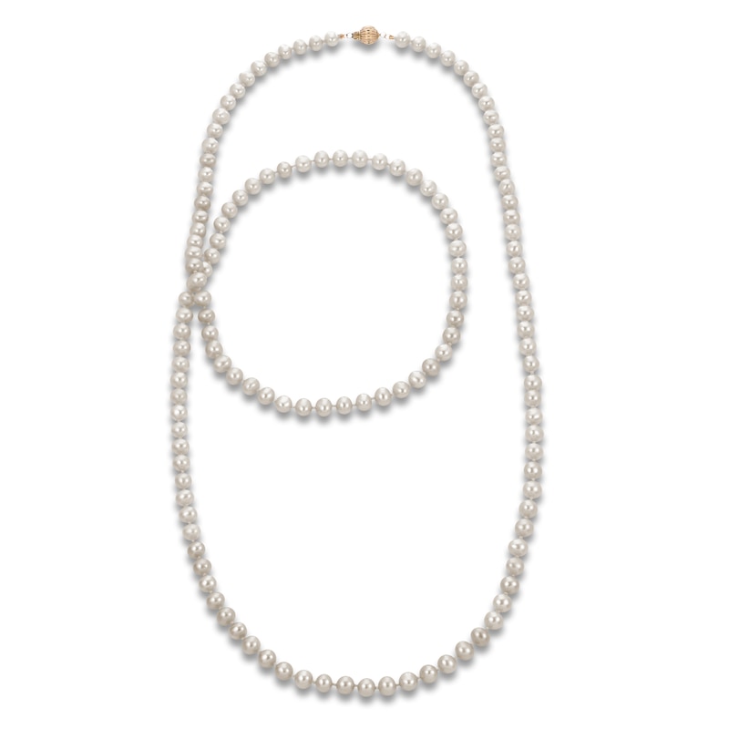 Main Image 1 of Freshwater Cultured Pearl Strand Necklace 14K Yellow Gold 36" 6.0mm