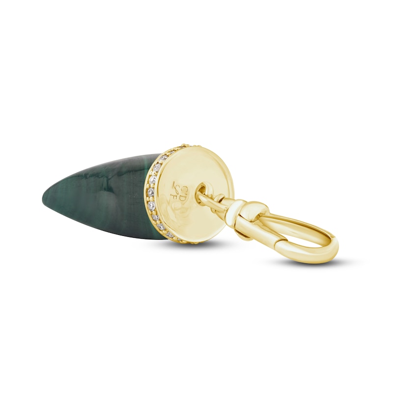 Main Image 3 of Charm'd by Lulu Frost 10K Yellow Gold 1/10 ct tw Diamond Halo 15MM Malachite Fearless Charm