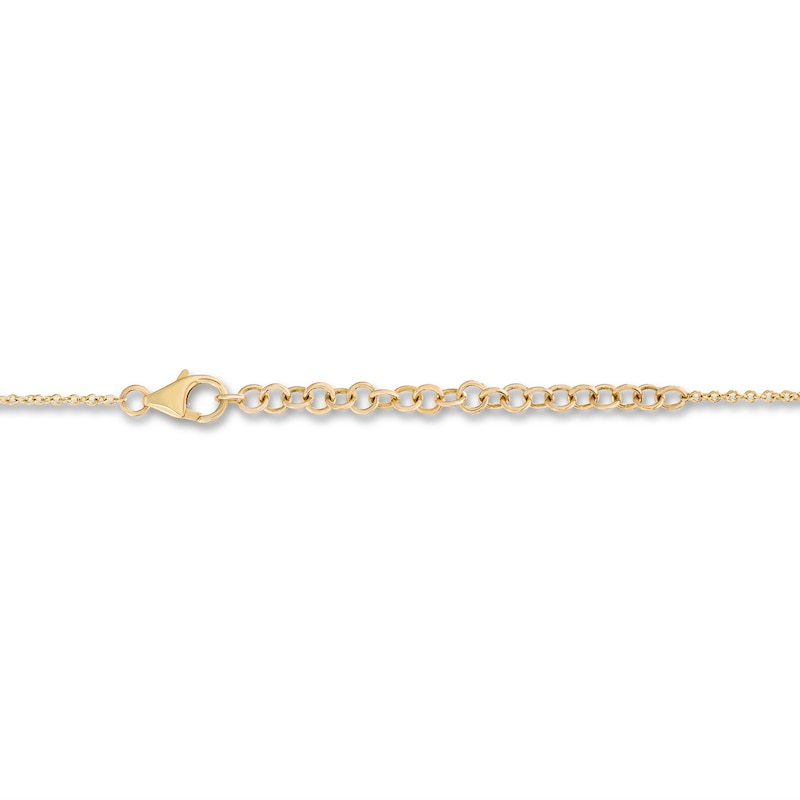 Enamel Heart Engravable Necklace 14K Yellow Gold 13"