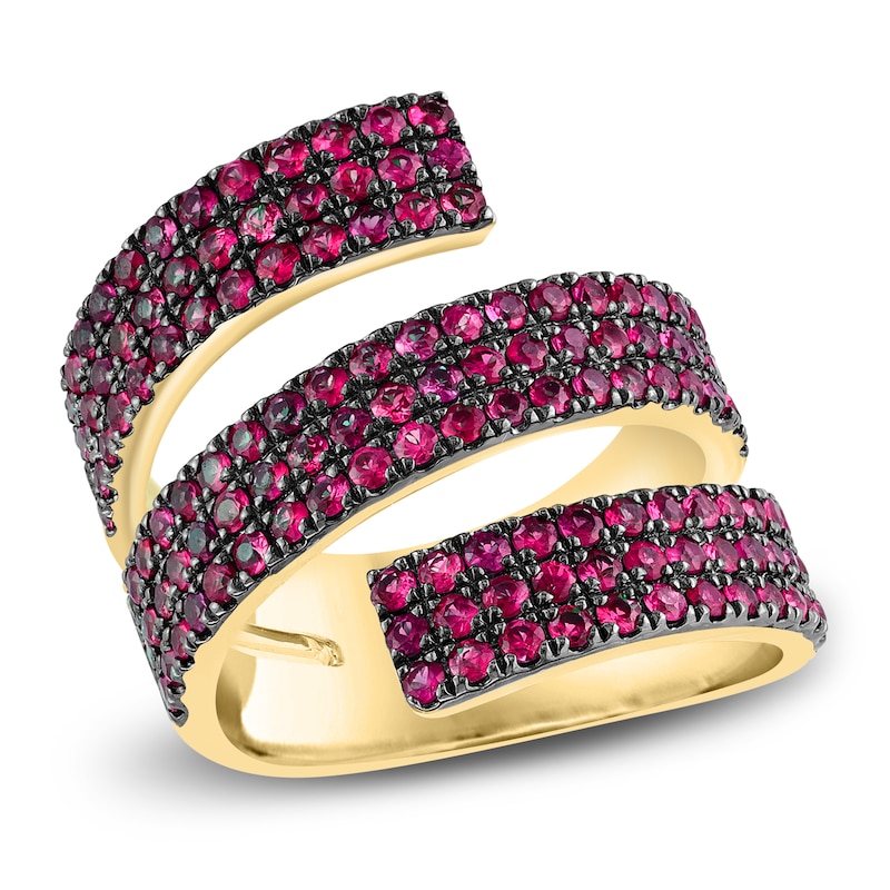 Main Image 1 of LALI Jewels Natural Ruby Spiral Ring 14K Yellow Gold
