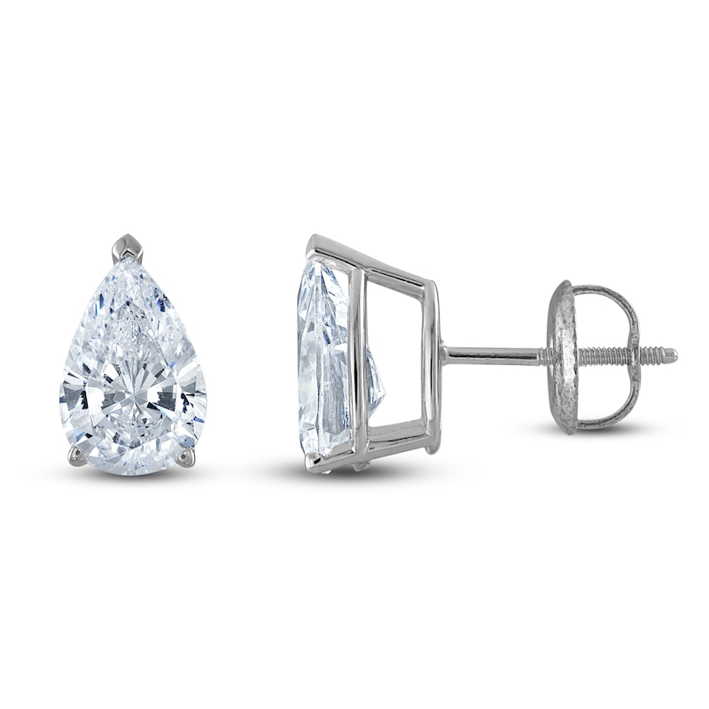 Pear-Shaped Lab-Created Diamond Solitaire Stud Earrings 3 ct tw 14K White Gold (F/SI2)