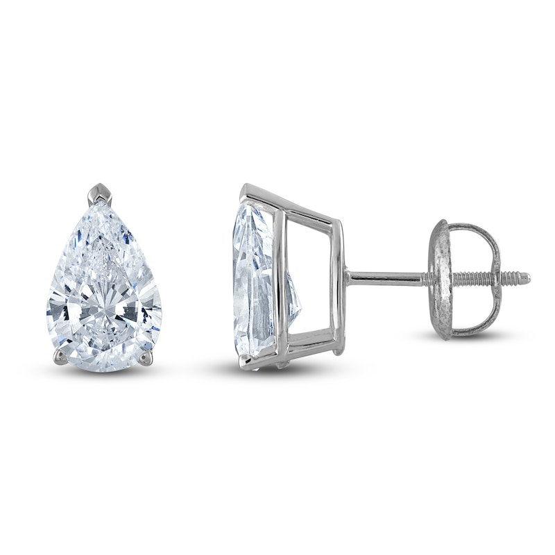Main Image 1 of Pear-Shaped Lab-Grown Diamond Solitaire Stud Earrings 3 ct tw 14K White Gold (F/SI2)