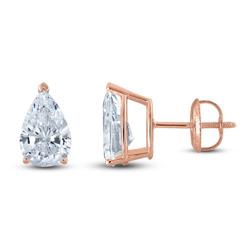 Pear-Shaped Lab-Grown Diamond Solitaire Stud Earrings ct tw 14K Rose Gold (F/SI2