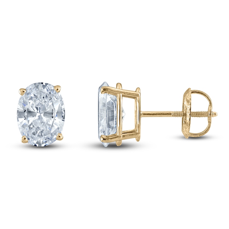 Oval-Cut Lab-Created Diamond Solitaire Stud Earrings 1-1/2 ct tw 14K Yellow Gold (F/SI2)