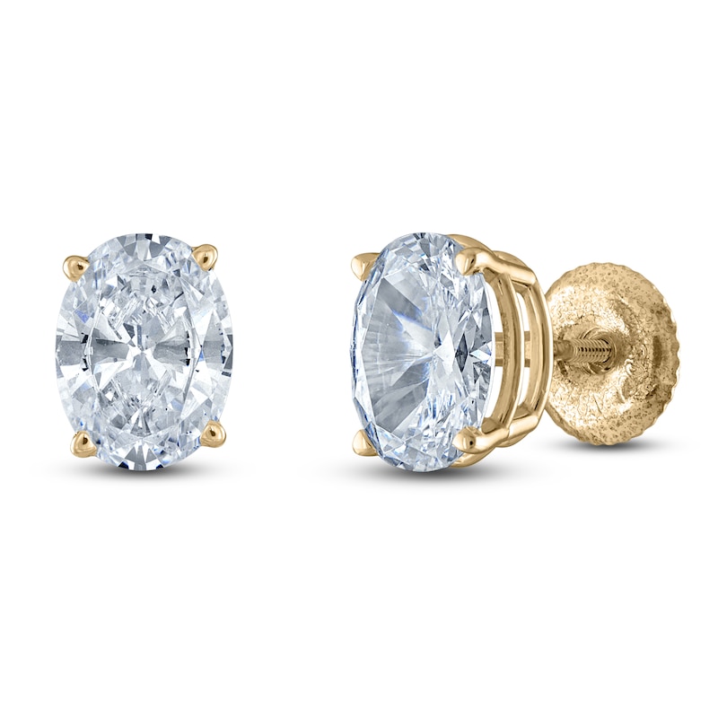 Oval-Cut Lab-Created Diamond Solitaire Stud Earrings 1-1/2 ct tw 14K Yellow Gold (F/SI2)