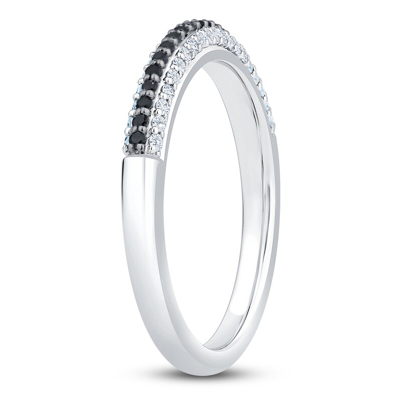Main Image 2 of Brilliant Moments Black & White Diamond Anniversary Ring 1/3 ct tw 14K White Gold