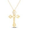 Thumbnail Image 4 of Diamond Flared Cross Necklace 1/2 ct tw 10K Yellow Gold 18"
