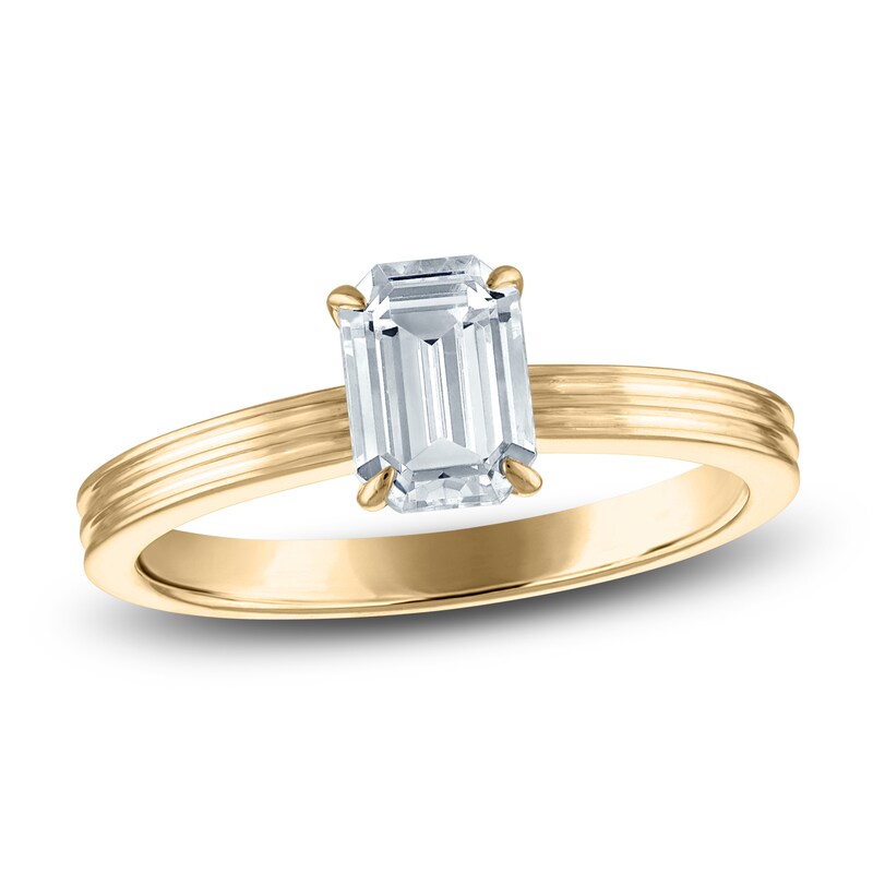 Main Image 1 of Certified Emerald Diamond Solitaire Engagement Ring 1 ct tw 14K Yellow Gold (I/I1)
