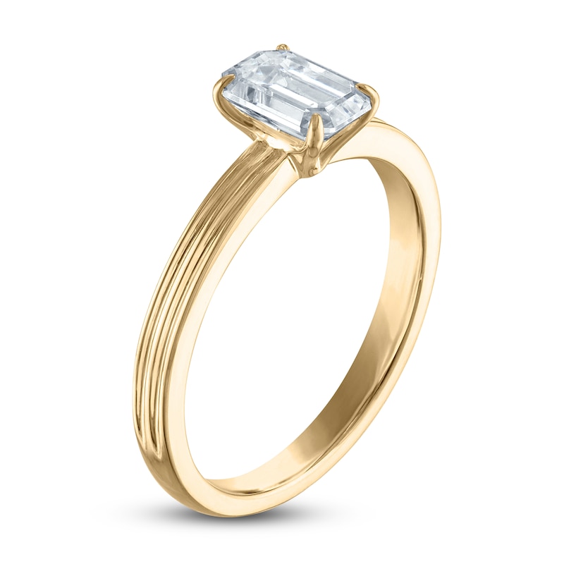 Main Image 2 of Certified Emerald Diamond Solitaire Engagement Ring 1 ct tw 14K Yellow Gold (I/I1)