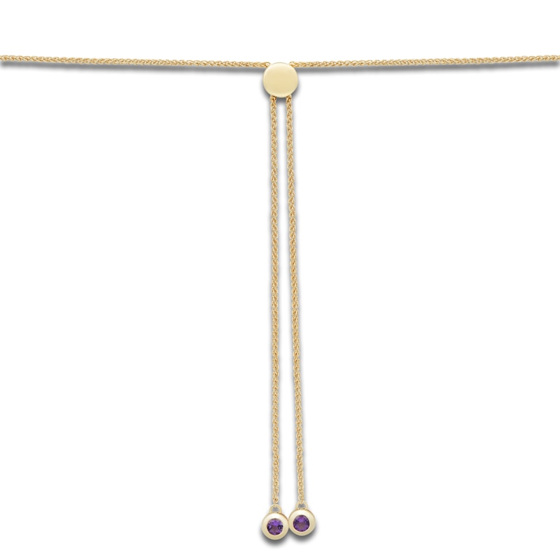 Main Image 4 of Round-Cut Natural Amethyst Bezel Bolo Necklace 14K Yellow Gold 26"