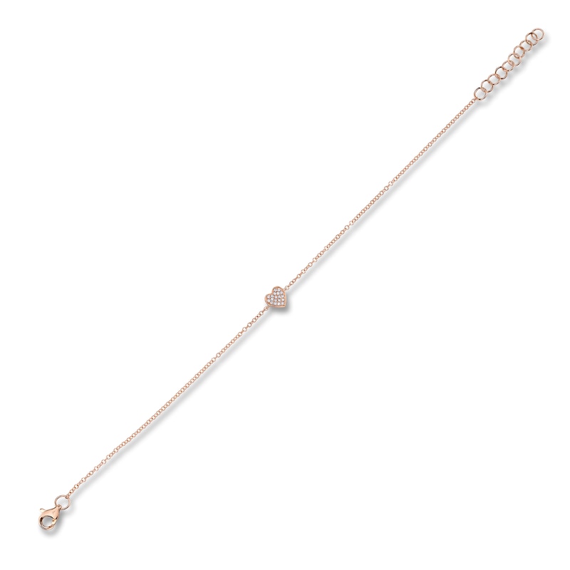 Main Image 3 of Shy Creation Diamond Heart Bracelet 1/20 ct tw 14K Rose Gold 7" SC55002978