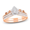 Thumbnail Image 1 of Multi-Diamond Pear-Shaped Halo Bridal Set 1/4 ct tw 10K Rose Gold