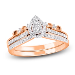 Multi-Diamond Pear-Shaped Halo Bridal Set 1/4 ct tw 10K Rose Gold